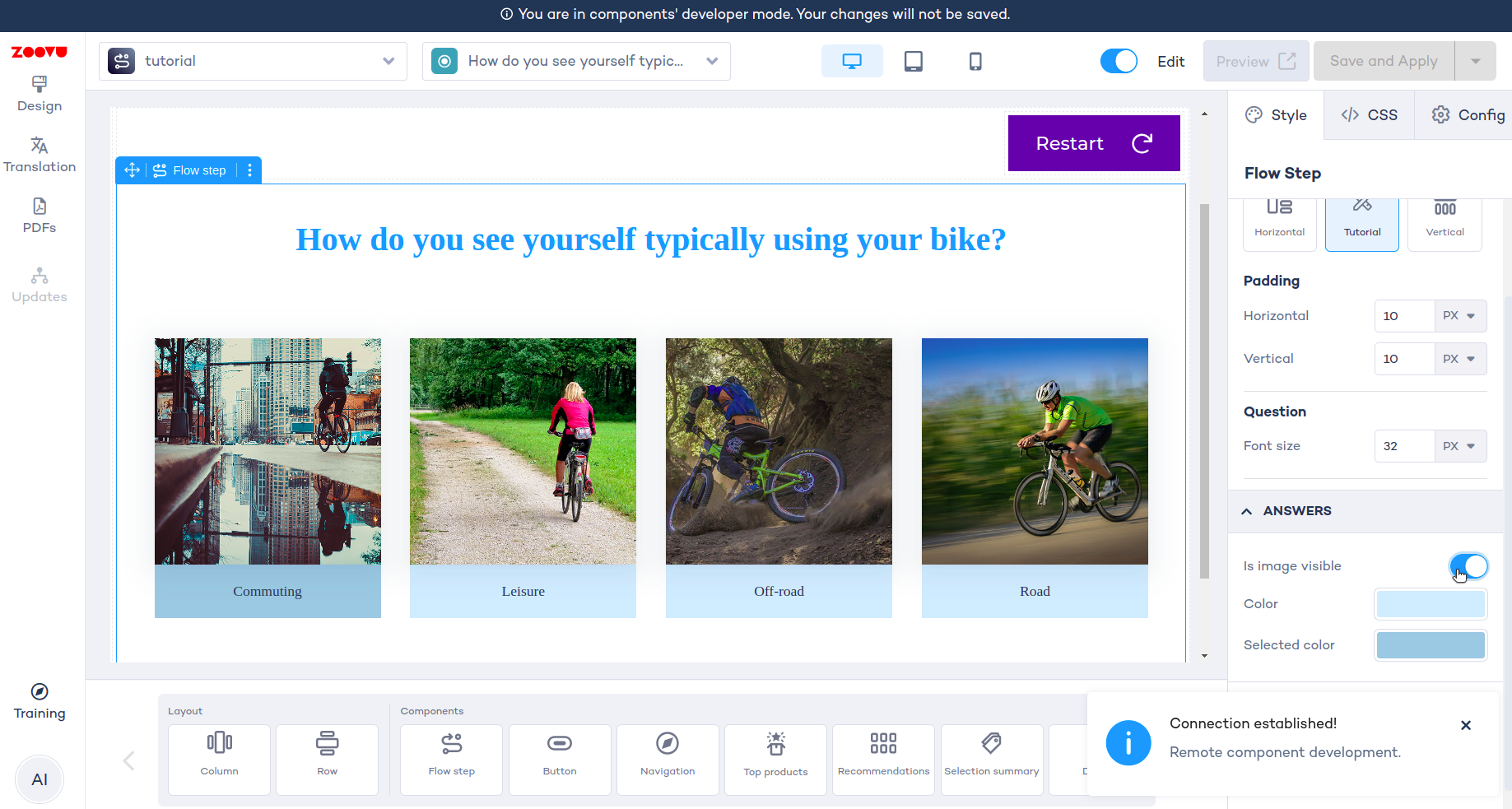 Right panel config working
