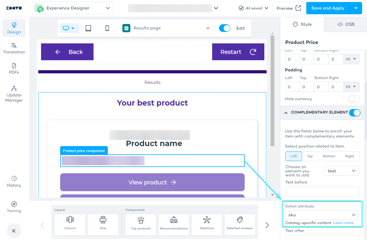 Catalog-specific content