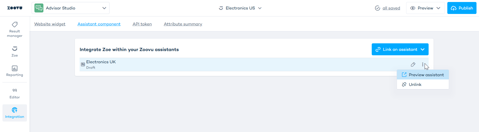 Zoe integration: Digital Assistant