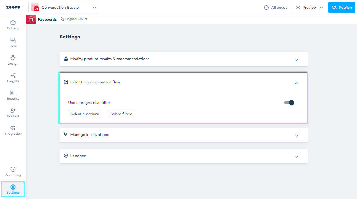 Progressive filtering