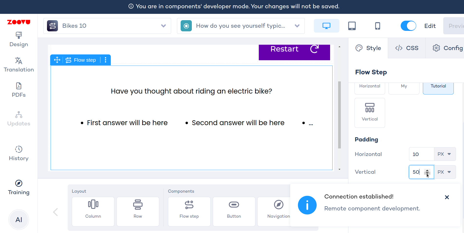 Right panel config working