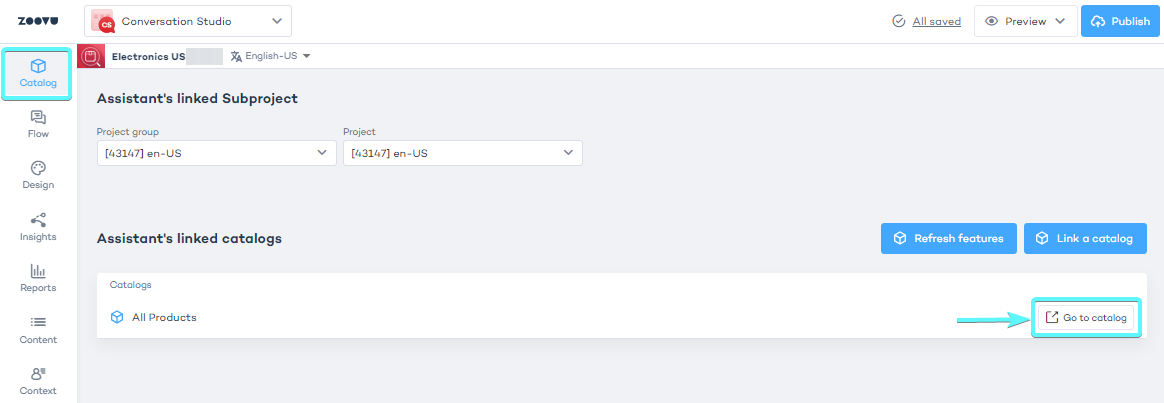 Go to catalog button